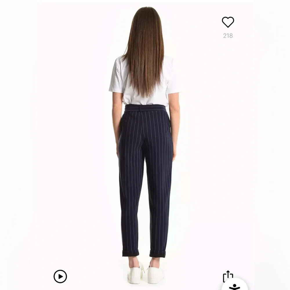 NWT Aritzia Wilfred Tie-Front (Jallade) Pant size 4 striped navy & white - Picture 2 of 12